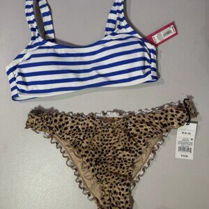 Xhilaration M 4-6 Blue Stripe Bikini Top Shade & Shore M 8-10 Leopard Cheeky NWT